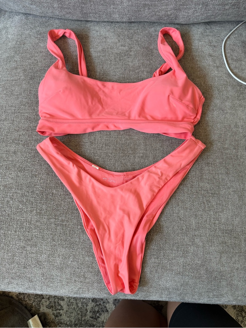 aerie Coral Pink Scoop Bikini Set
